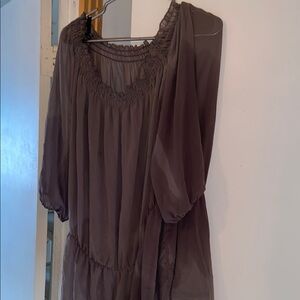 Joseph Ribkoff Brown Relaxed Pleated Blouse